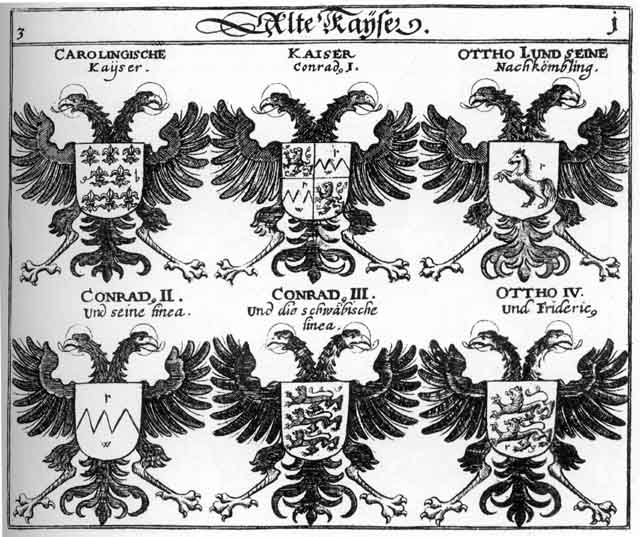 Coats of arms of Conradus_I, Conradus_II, Conradus_III, Hegi, Otto IV  R Keys, Wabern, Wachendorff