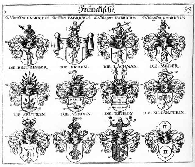 Coats of arms of Fabricii, Fenden, Kilianstein, Lachman, Meder, Paelnisz, Seitzen, Seutzen, Venden, Ziphely
